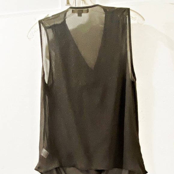 Ya Los Angeles Womens Sleeveless Top Gray Sparkle Sheer Silk Cowl Drape Hi Lo L - Picture 3 of 6